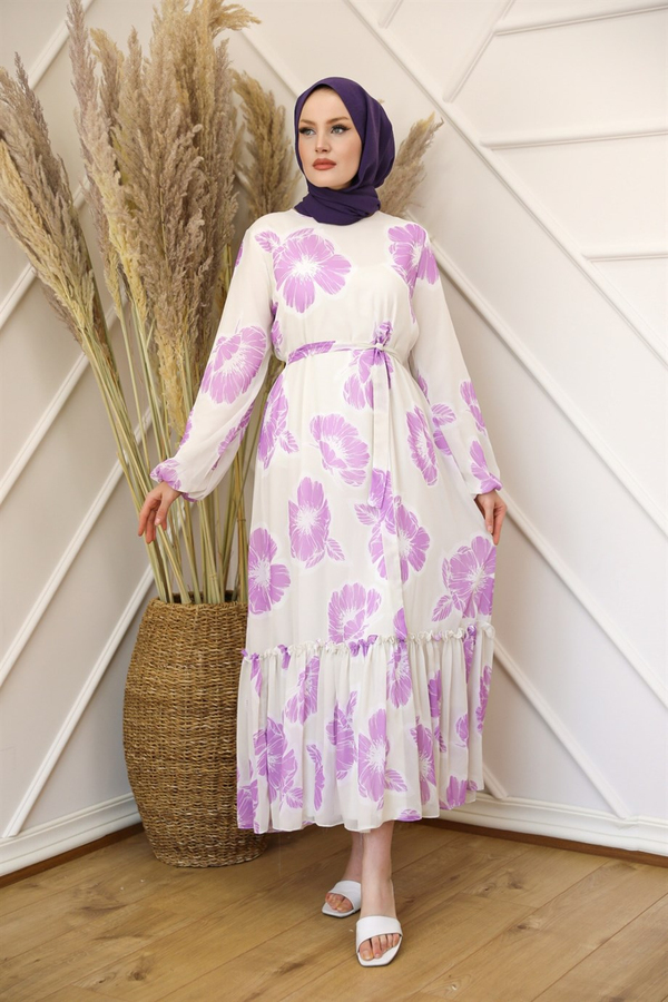 Moss Print Dress - Lilac