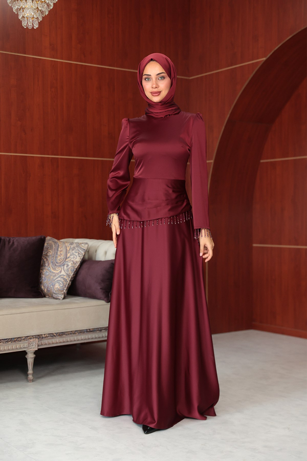 Yosun Tasarım Abiye - Bordo