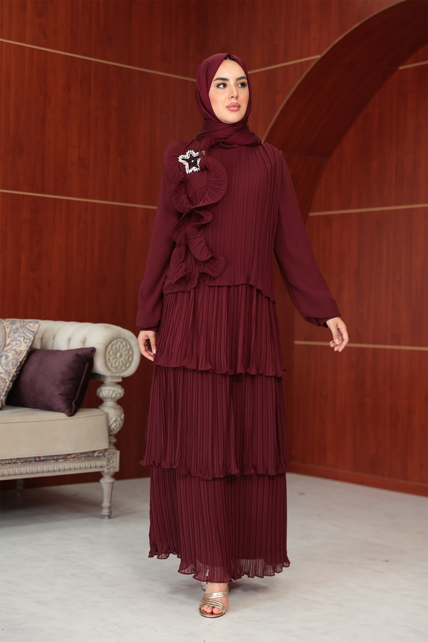 Zerrin Kat Detay Abiye - Bordo