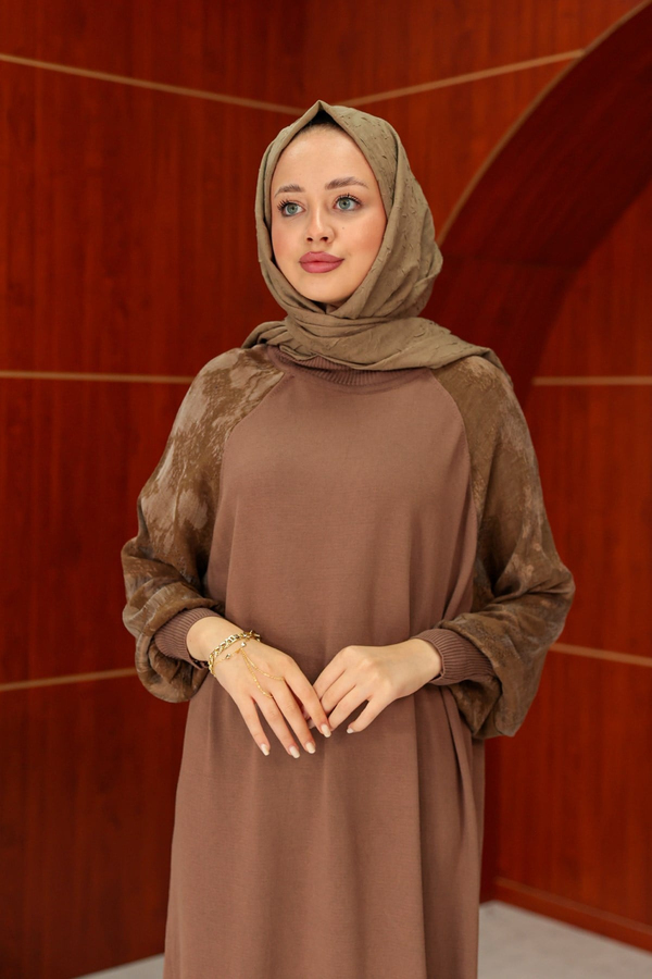 Zeynep Tasarım Elbise - Açık Kahve