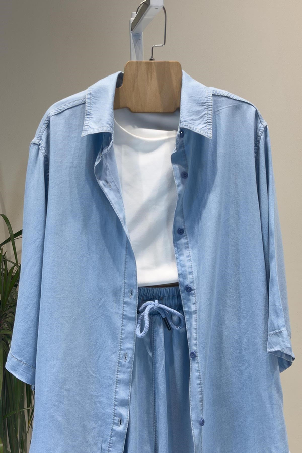 Açık Mavi Kısakollu Tencel Takım