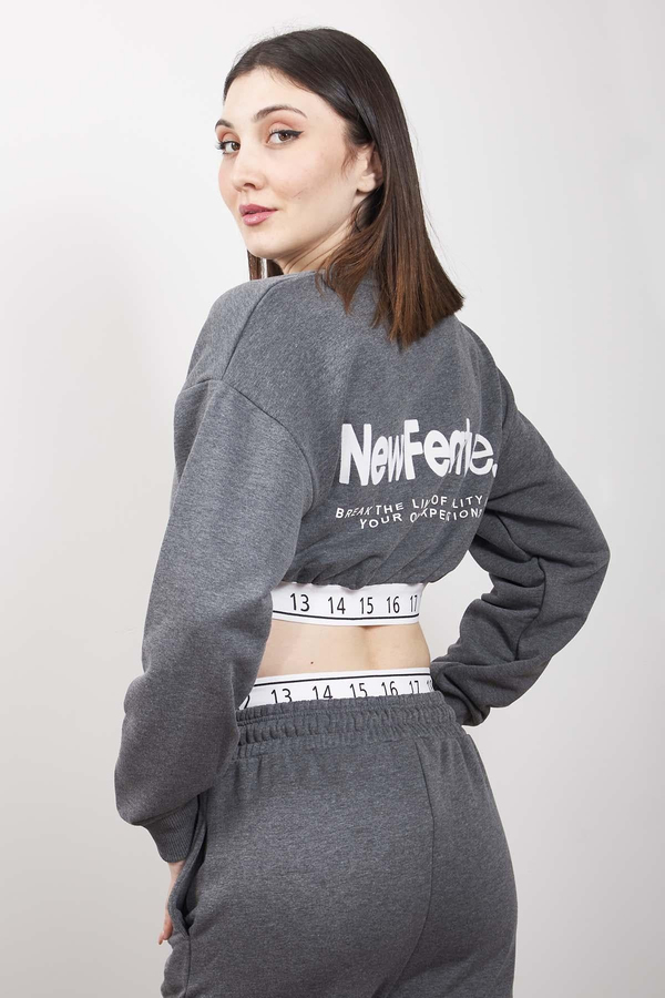 Antrasit Bant Detaylı Sweatshirt