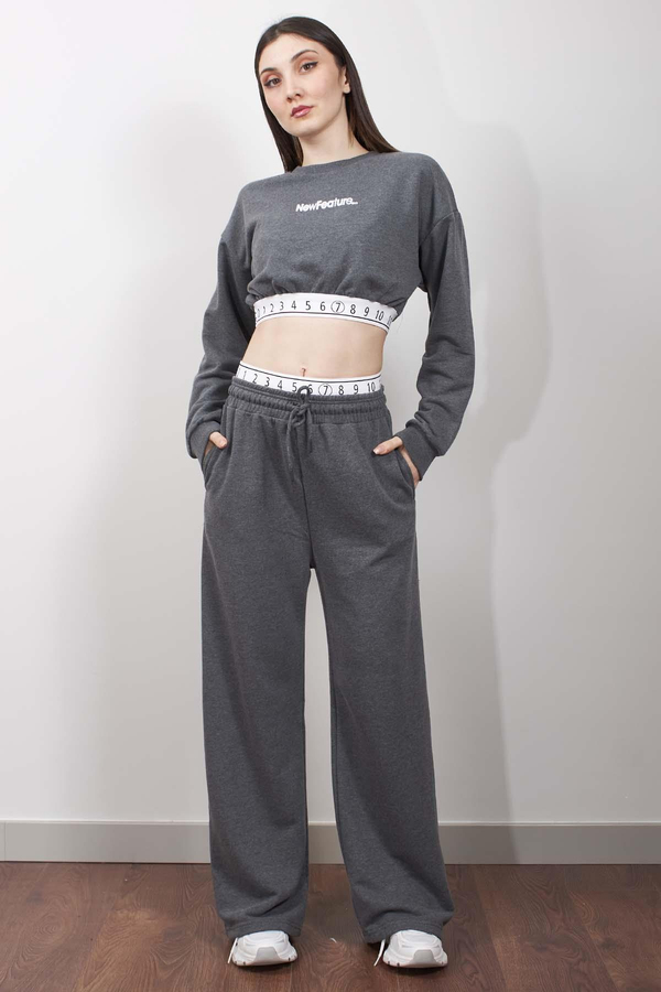 Antrasit Bant Detaylı Sweatshirt