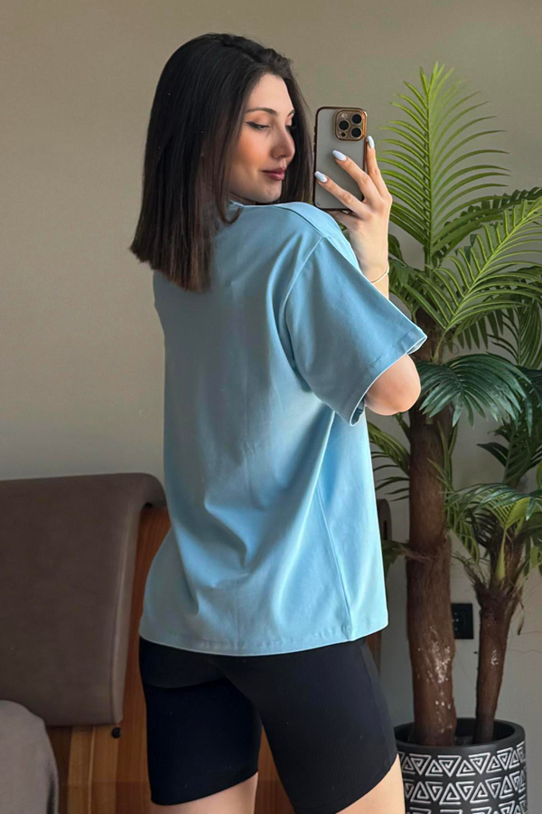 Bebe Mavisi Overisze T Shirt