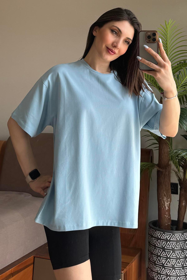 Bebe Mavisi Overisze T Shirt