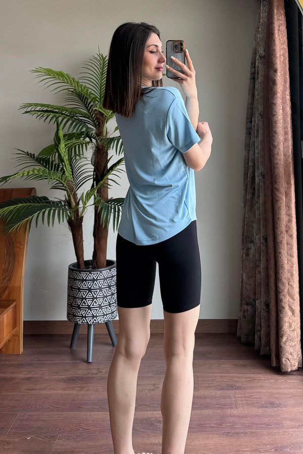 Bebe Mavisi V Yaka Basic T Shirt