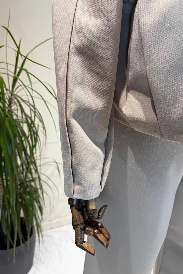 Bej Kat Detaylı Bomber Ceket