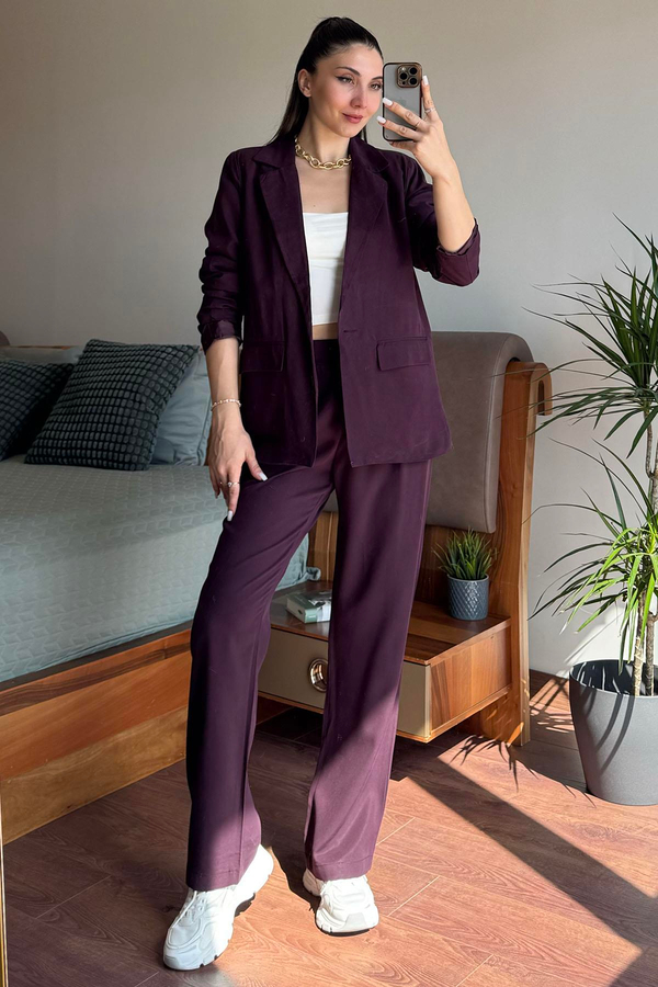 Bordo Ceket Pantolon Takım