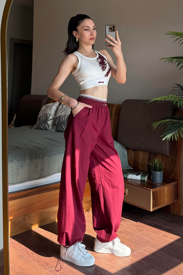 Bordo Free Wild Bel Bantlı Pantolonlu Takım