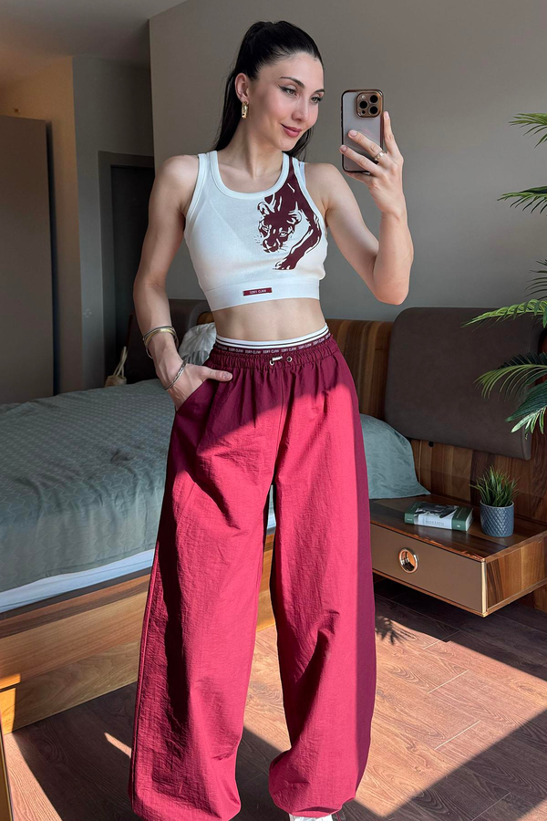 Bordo Free Wild Bel Bantlı Pantolonlu Takım