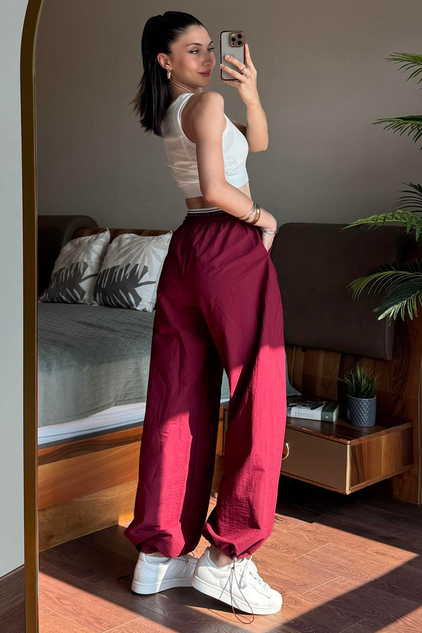 Bordo Free Wild Bel Bantlı Pantolonlu Takım