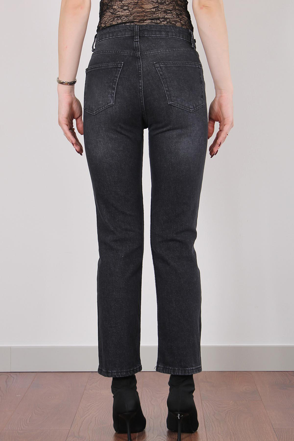 Füme Beli Aksesuarlı Flare Jean Pantolon