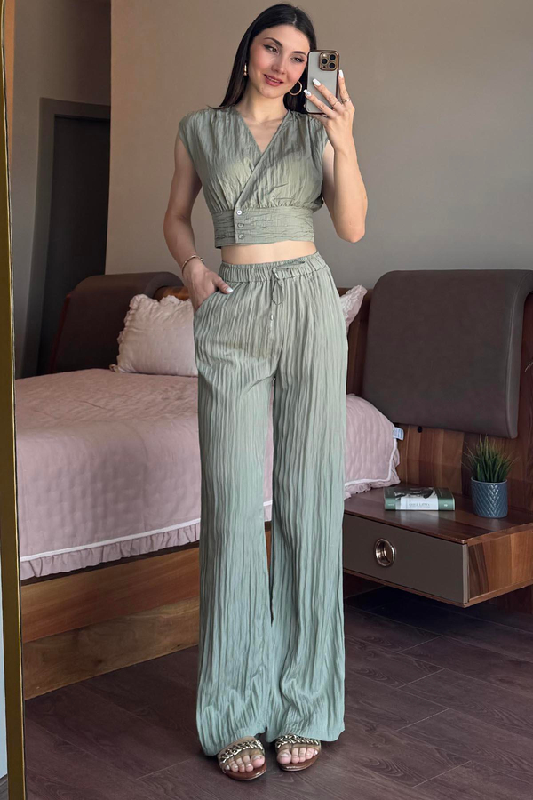 Haki Bluz Pantolon Takım