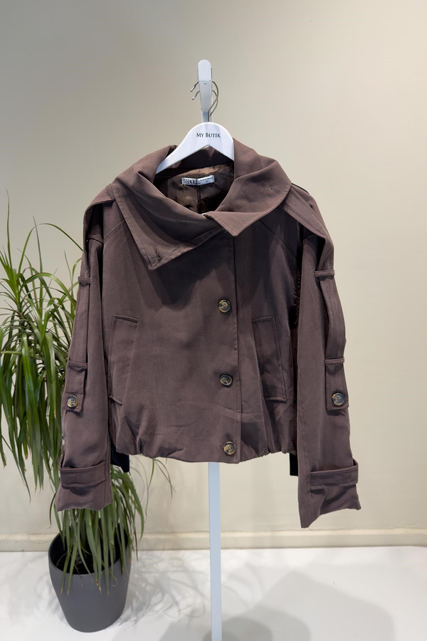 Kahverengi Kısa Trençkot