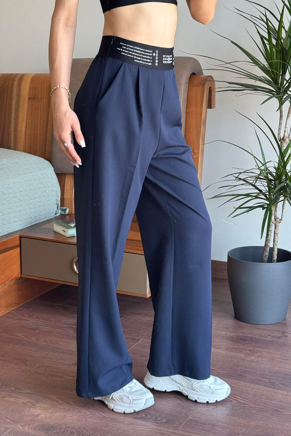 Lacivert Lastik Detaylı Pantolon