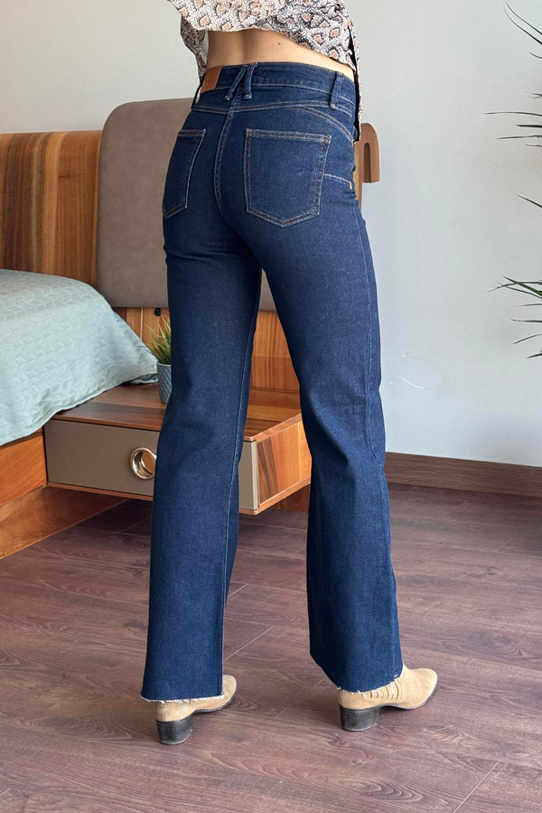Lacivert Push Up İspanyol Paça Jean
