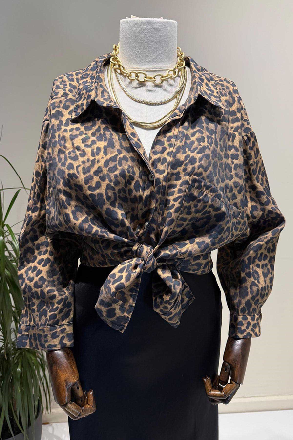 Leopar Oversize Gömlek
