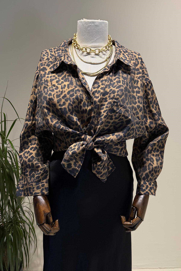 Leopar Oversize Gömlek