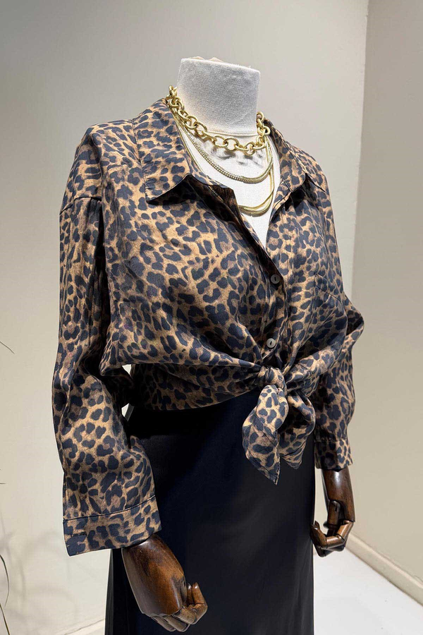 Leopar Oversize Gömlek