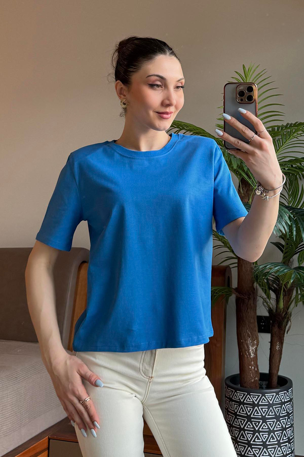 Mavi Kısa Kol T Shirt