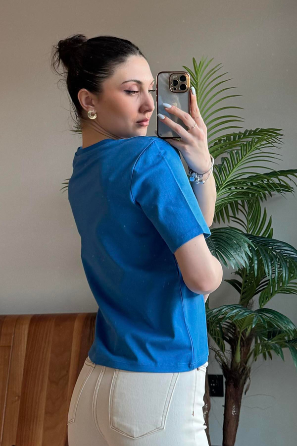 Mavi Kısa Kol T Shirt