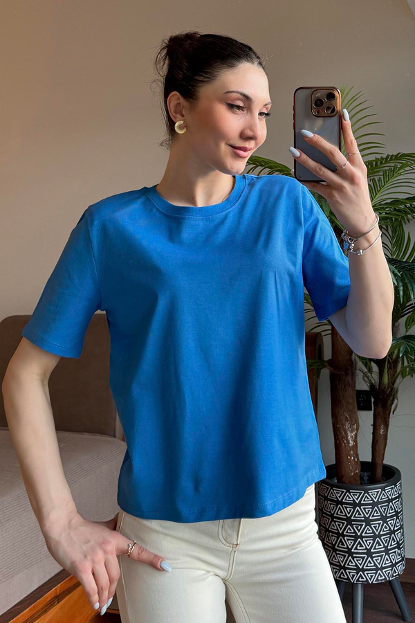 Mavi Kısa Kol T Shirt