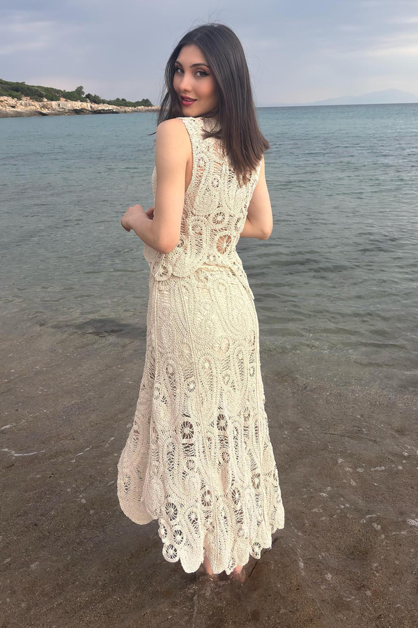 Naturel Örme Etek Bluz Takım