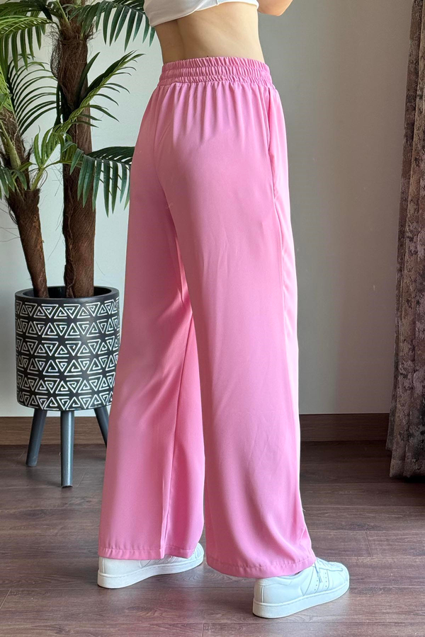Pembe Beli Lastikli Bol Paça Pantolon