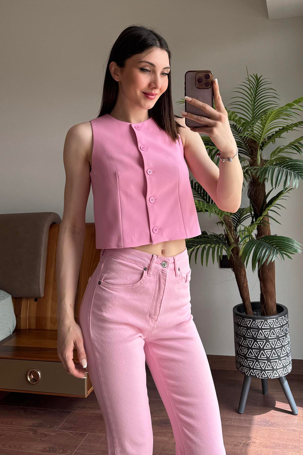 Pembe Kumaş Yelek