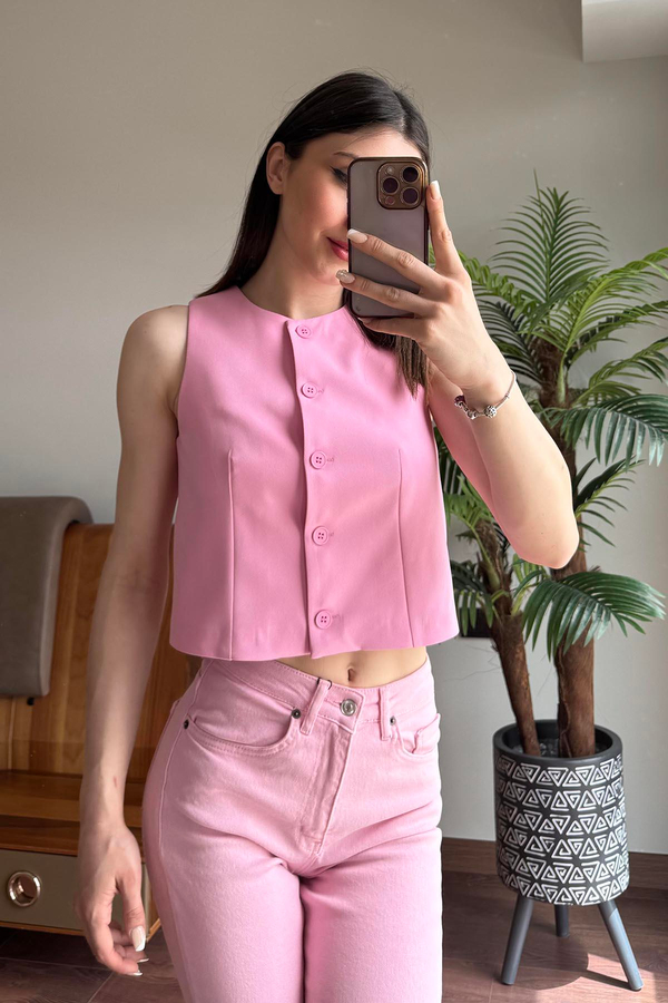 Pembe Kumaş Yelek