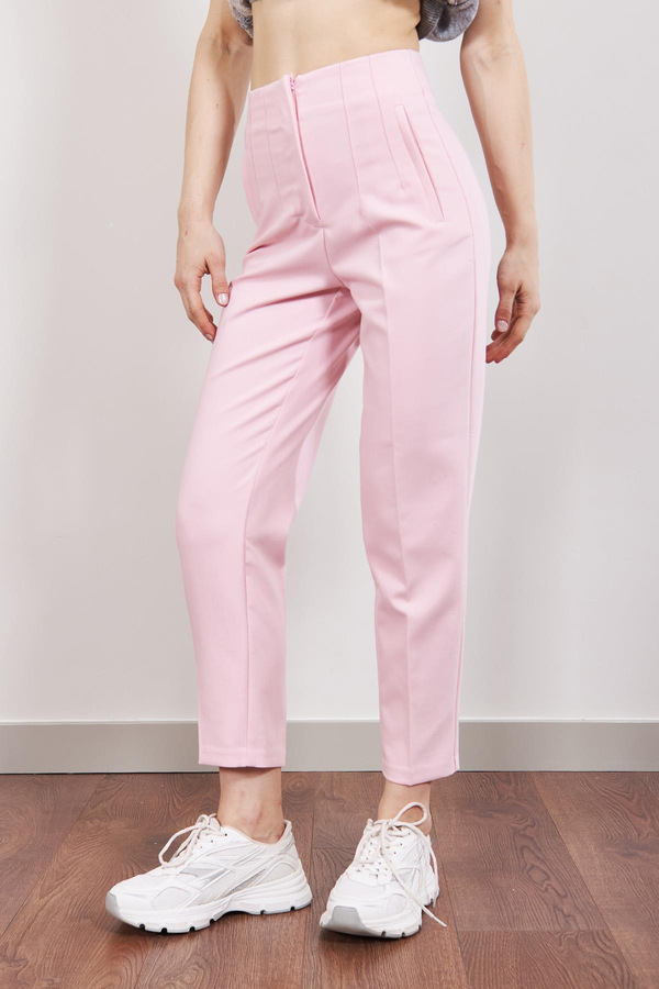 Pembe Önü Flatolu Kumaş  Pantolon