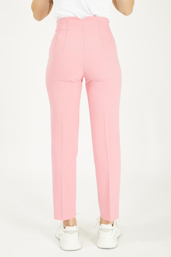Pembe Önü Flatolu Kumaş  Pantolon