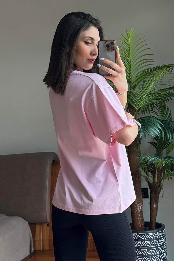Pembe Overisze T Shirt