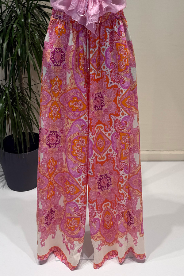 Pembe Şal Desenli Pantolon