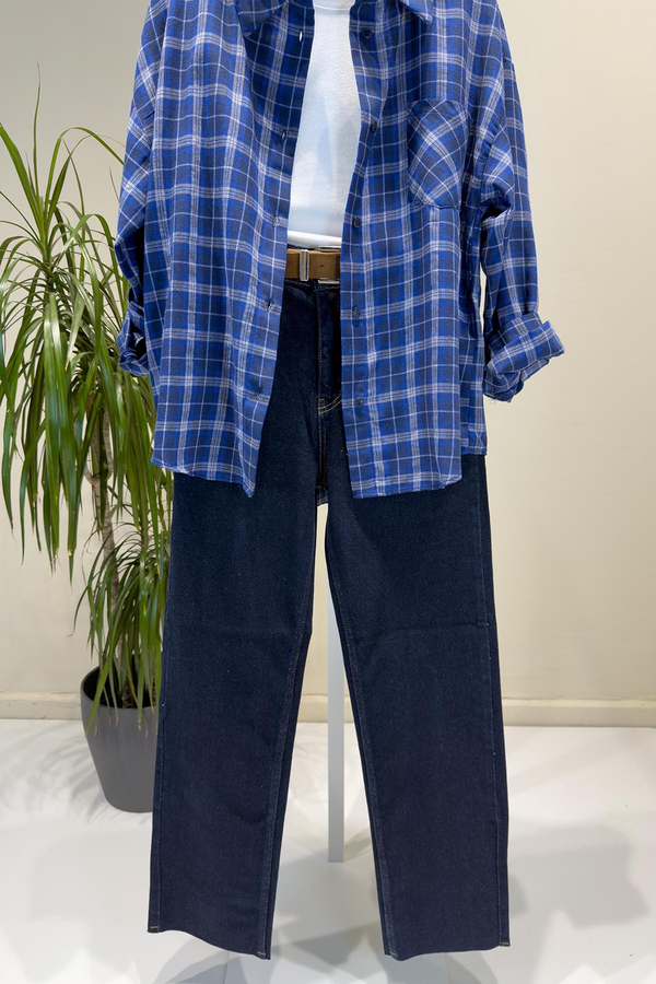 Raw Yıakama Kemerli Boy Fit Jean