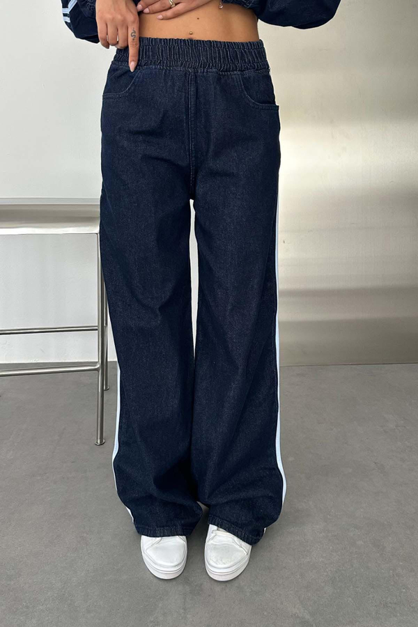 Raw Yıkama Şeritli Jean Takım