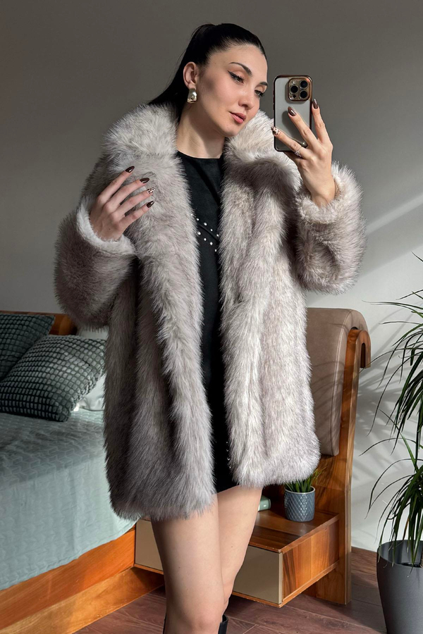 Siyah Krem Kruvaze Saçaklı Lolita Ara Boy Kaban