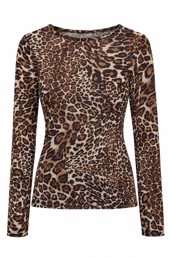 Siyah Leopar Desenli Bluz