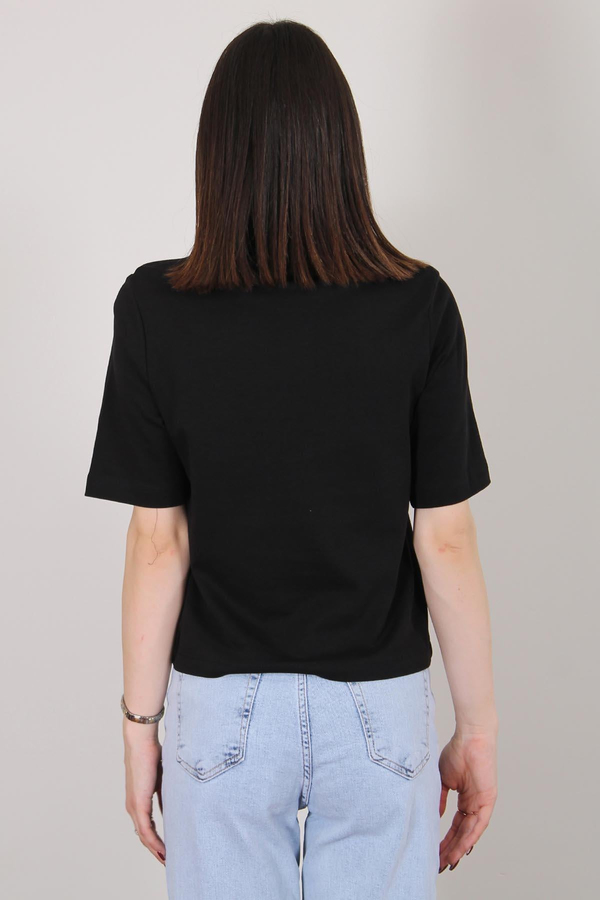 Siyah Vatkalı T Shirt