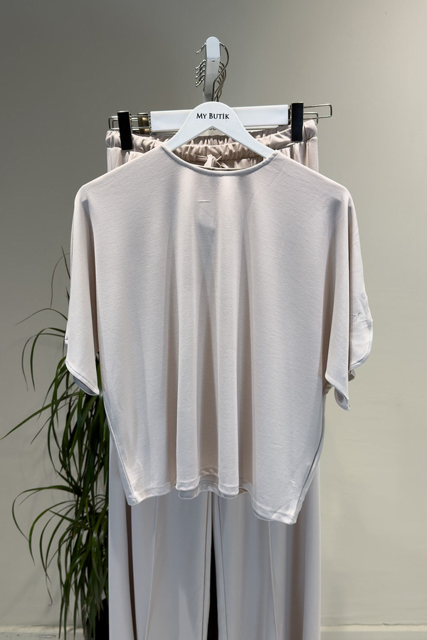 Sütlü Kahve Crop Pantolon Takım
