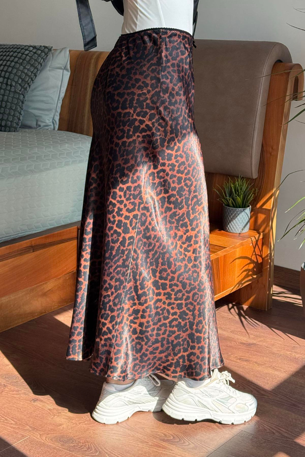 Taba Saten Leopar Etek