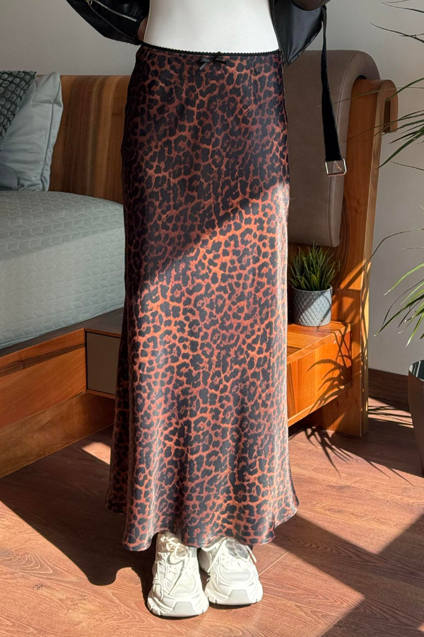 Taba Saten Leopar Etek