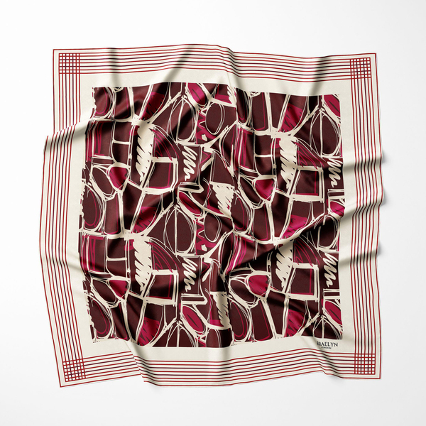 CRIMSON GEOMETRY TWILL İPEK EŞARP 
