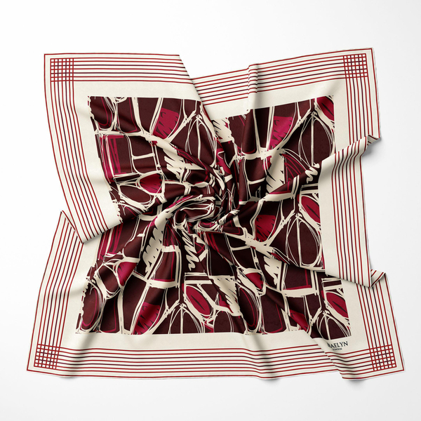 CRIMSON GEOMETRY TWILL İPEK EŞARP 