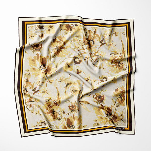 GOLDEN BLOOM TWILL İPEK EŞARP