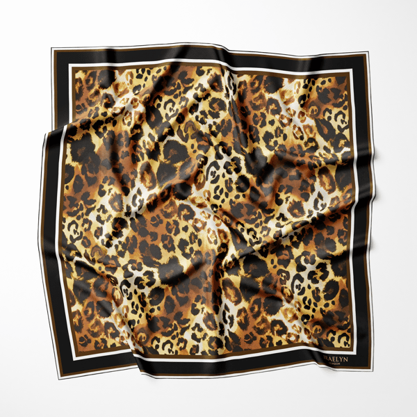 LEOPARD NOIR TWILL İPEK EŞARP 