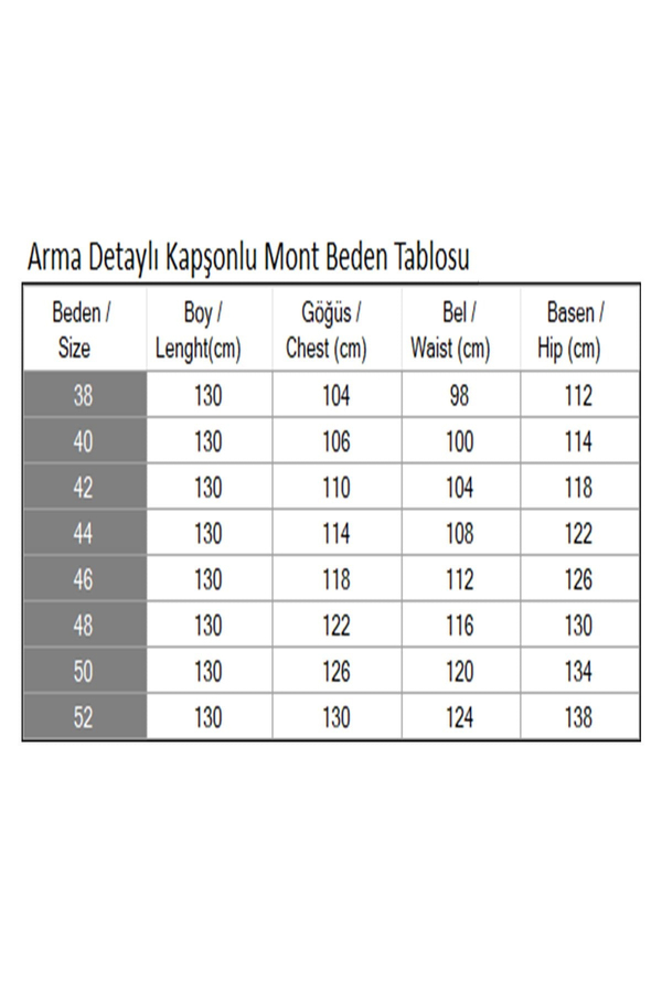 Arma Detaylı Kapşonlu Mont Lacivert 19268