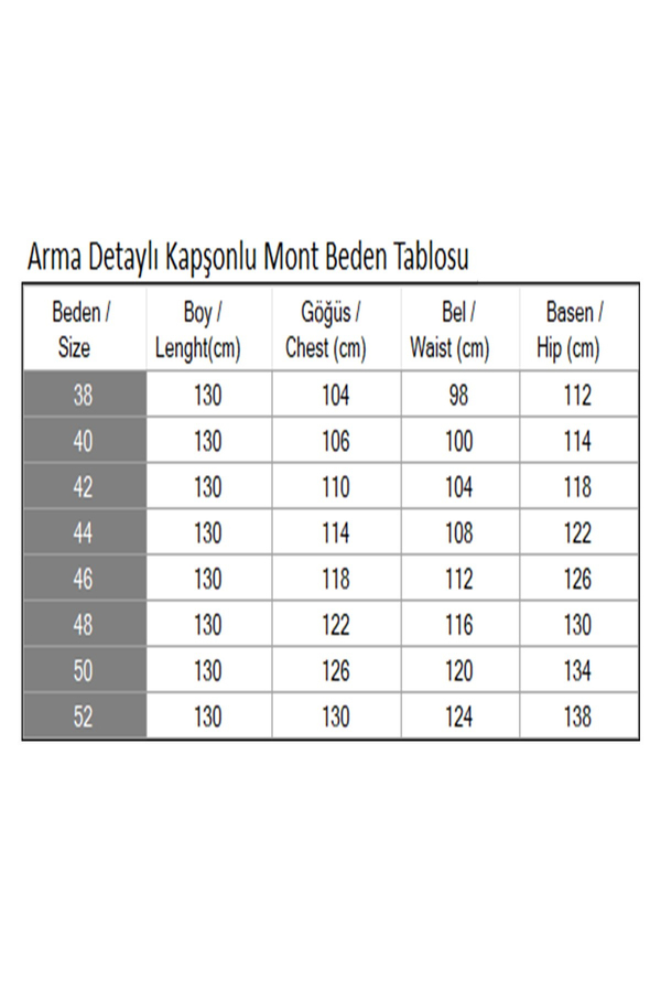 Arma Detaylı Kapşonlu Mont Taba M19268
