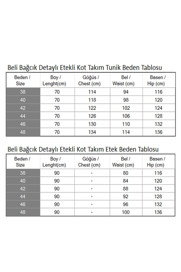 Beli Bağcık Detaylı Etekli Kot Takım Açık Mavi M19198
