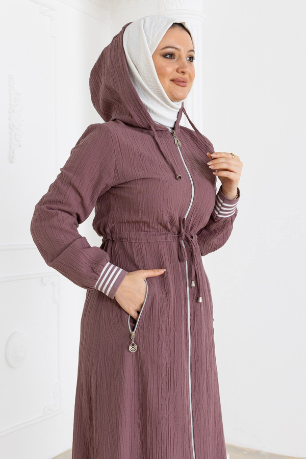 Beli Bağcıklı Kapşonlu Takım Gül Kurusu 19236